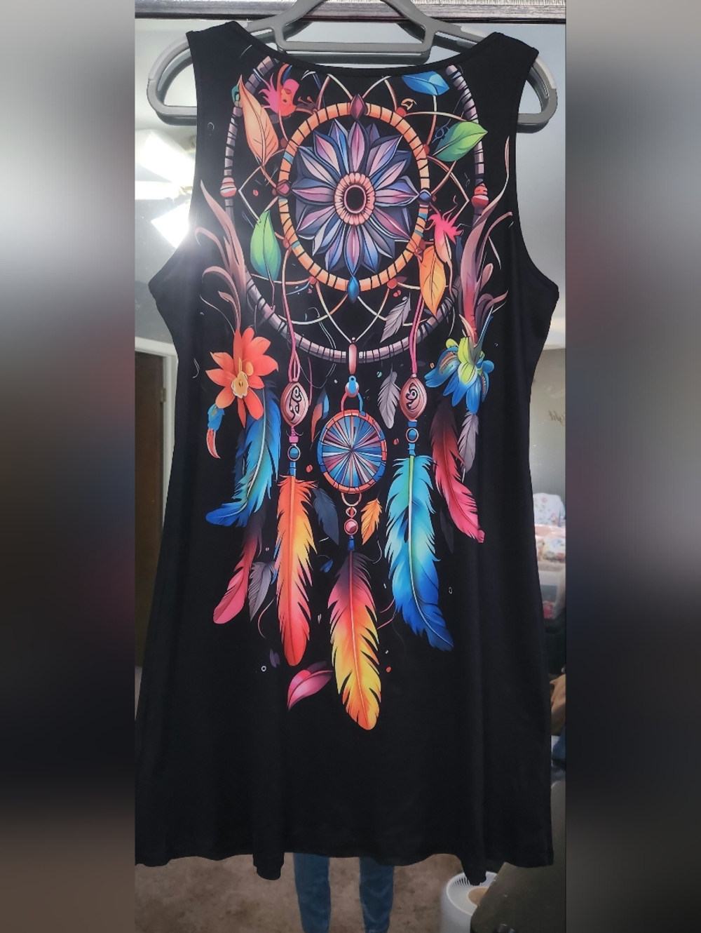 Black Tank Dress with Colorful Dreamcatcher Print w/ Matching Jacket